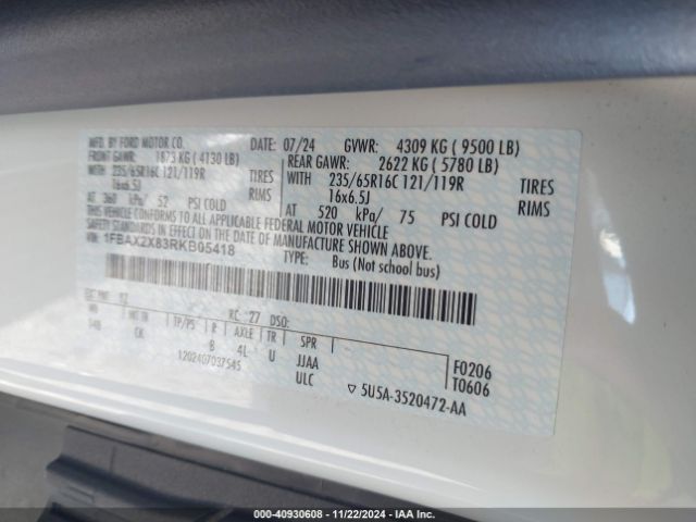 1FBAX2X83RKB05418 Ford Transit-350 Passenger Van Xl