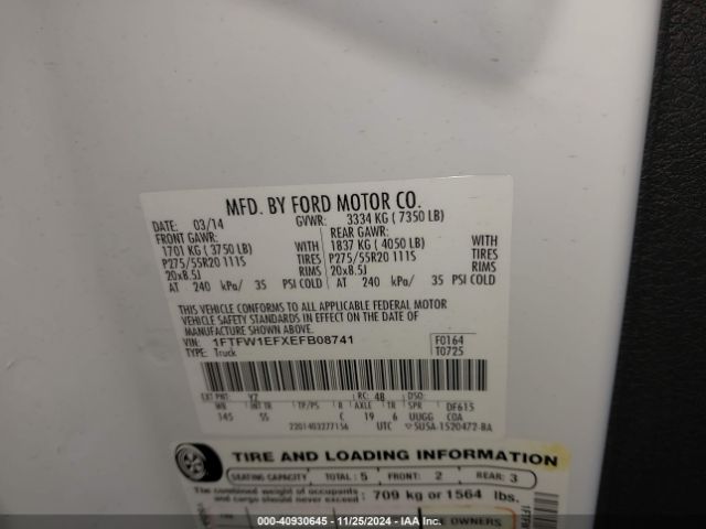 1FTFW1EFXEFB08741 Ford F-150 Stx