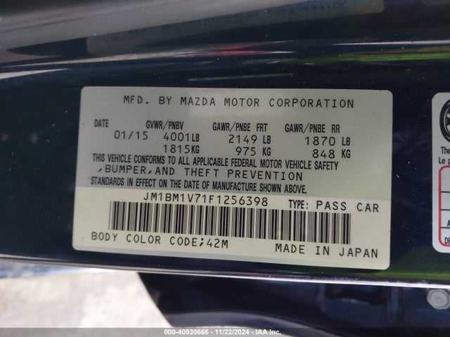 JM1BM1V71F1256398 Mazda Mazda3 I Touring