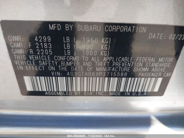 4S3GTAB69P3715588 Subaru Impreza Base 5-door