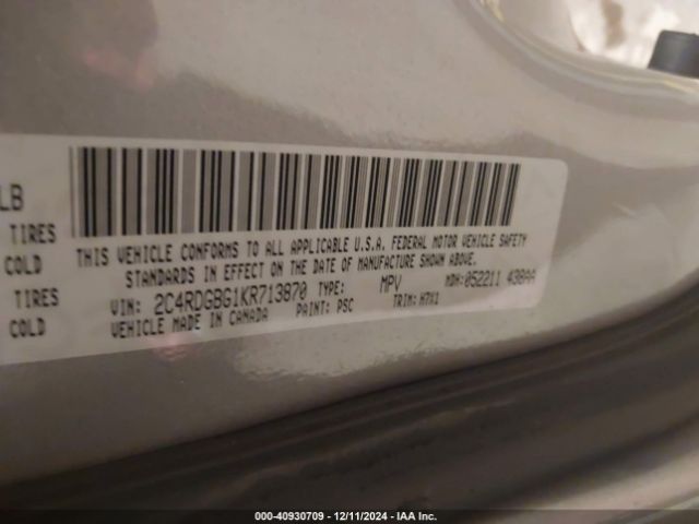 2C4RDGBG1KR713870 Dodge Grand Caravan Se