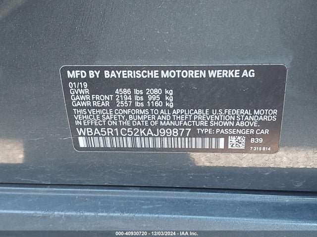 WBA5R1C52KAJ99877 BMW 330I