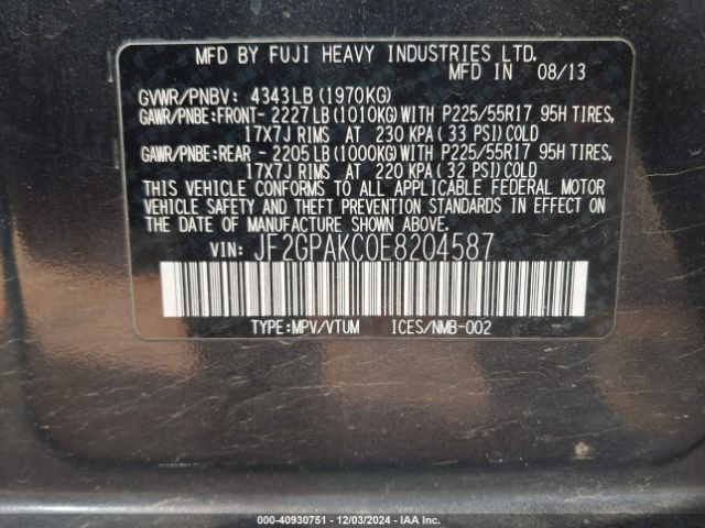 JF2GPAKC0E8204587 Subaru Xv Crosstrek 2.0i Limited