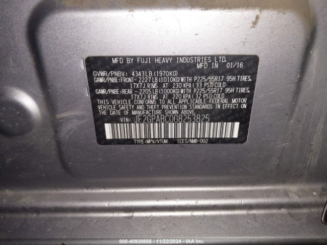 JF2GPABC0G8253825 Subaru Crosstrek 2.0i Premium