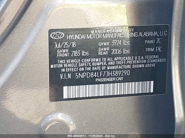 Hyundai Elantra Value Edition 2018 5NPD84LF7JH389290 Image 9