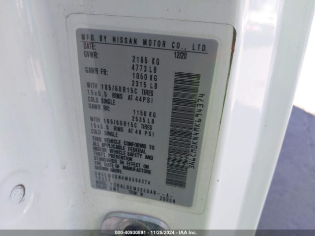 3N6CM0KN4MK694374 Nissan Nv200 Compact Cargo S Xtronic Cvt