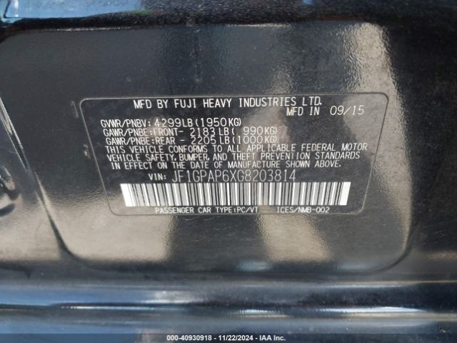 JF1GPAP6XG8203814 Subaru Impreza 2.0i Sport Premium