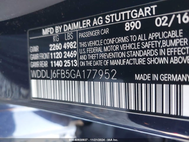 WDDLJ6FB5GA177952 Mercedes-Benz Cls 400