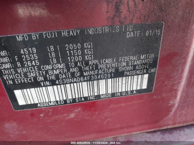 4S3BNAD64F3046291 Subaru Legacy 2.5i Premium