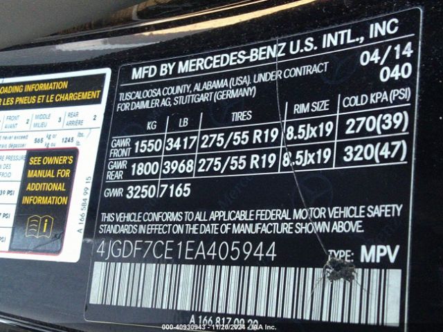 4JGDF7CE1EA405944 Mercedes-Benz Gl 450 4matic