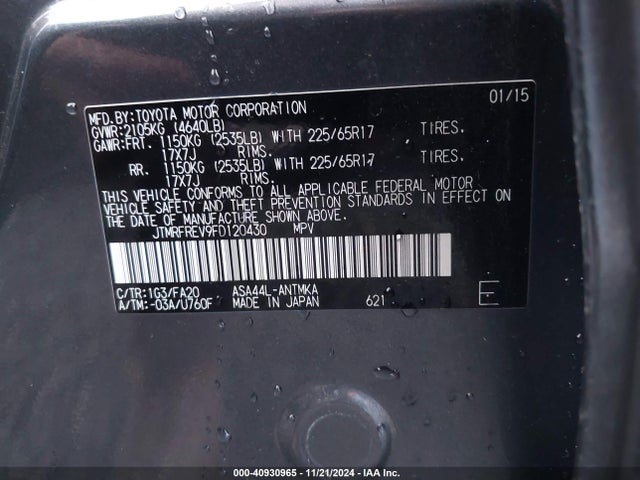 Toyota Rav4 Xle 2015 JTMRFREV9FD120430 Image 9