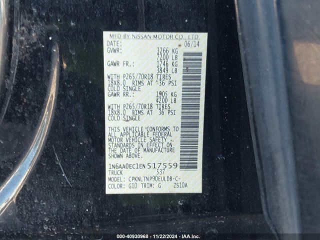 1N6AA0EC1EN517559 Nissan TITAN SV
