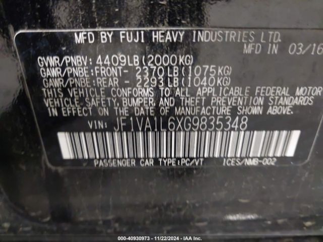 JF1VA1L6XG9835348 Subaru Wrx Limited