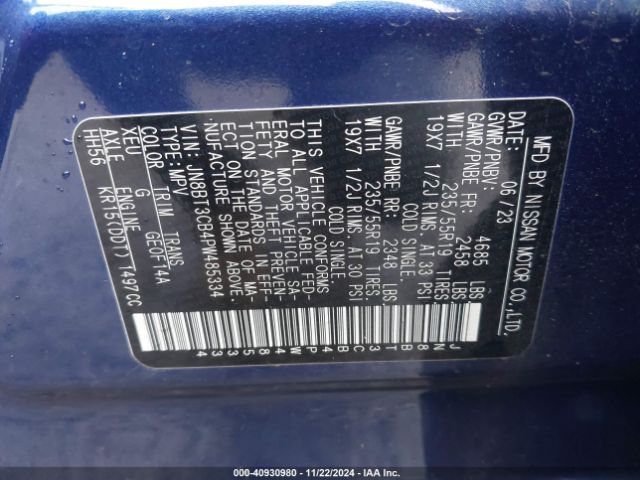 JN8BT3CB4PW485334 Nissan Rogue Sl Intelligent Awd