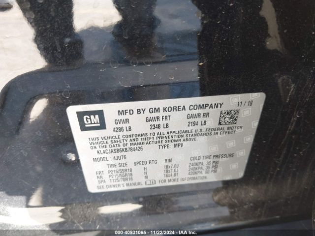 KL4CJASB6KB784426 Buick Encore Fwd Preferred