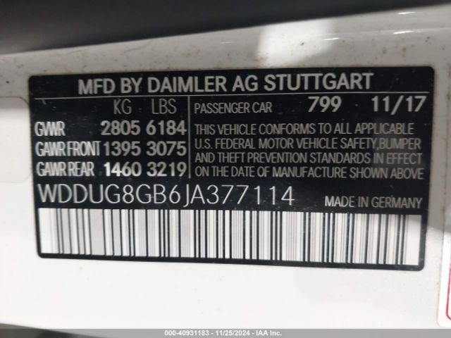 WDDUG8GB6JA377114 Mercedes-Benz S 560 4matic