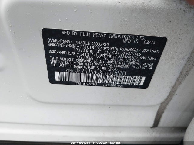 JF2SJAHCXFH518963 Subaru Forester 2.5i Limited