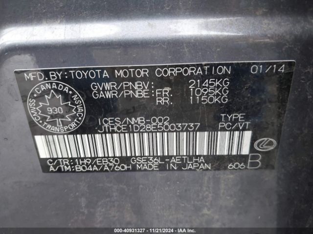 JTHCE1D28E5003737 Lexus IS 350