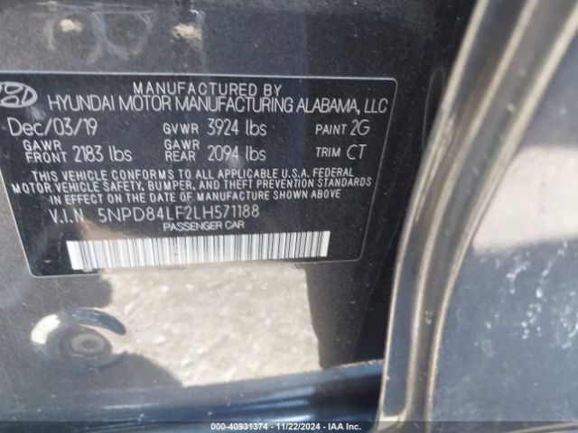 5NPD84LF2LH571188 Hyundai ELANTRA SEL