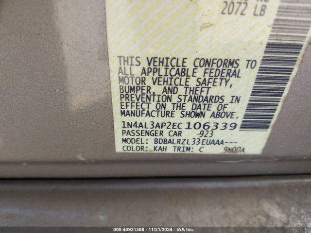 Nissan Altima 2.5 S 2014 1N4AL3AP2EC106339 Image 9