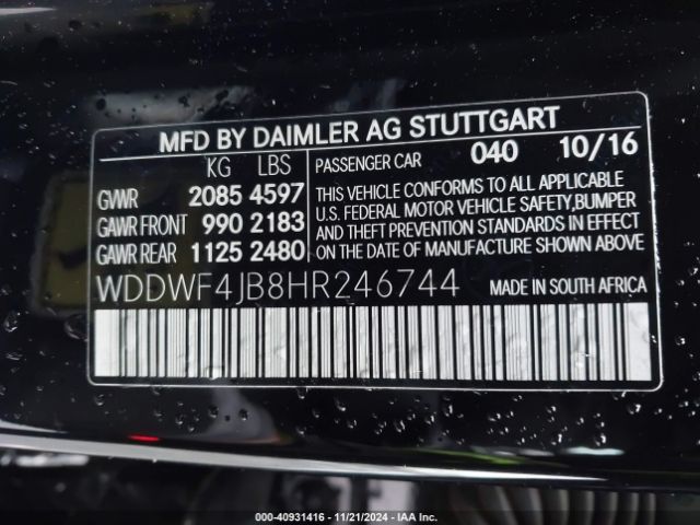WDDWF4JB8HR246744 Mercedes-Benz C 300 Luxury/sport