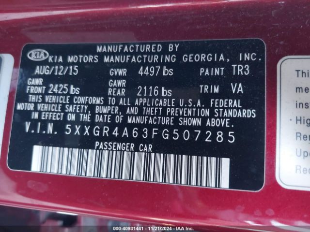 5XXGR4A63FG507285 KIA Optima Sx Turbo