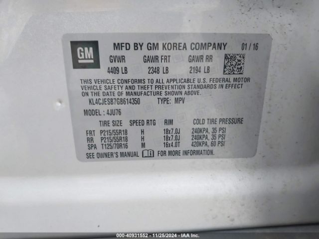 KL4CJESB7GB614350 Buick Encore