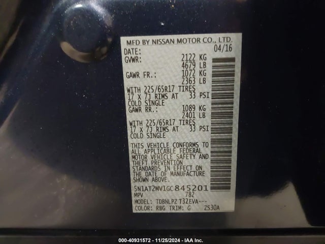 Nissan ROGUE S 2016 5N1AT2MV1GC845201 Image 9