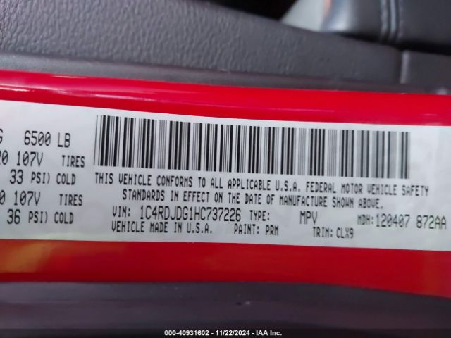 1C4RDJDG1HC737226 Dodge Durango Gt Awd