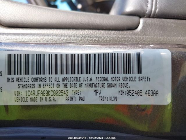 1C4RJFAG8KC802543 Jeep Grand Cherokee Laredo E 4x4