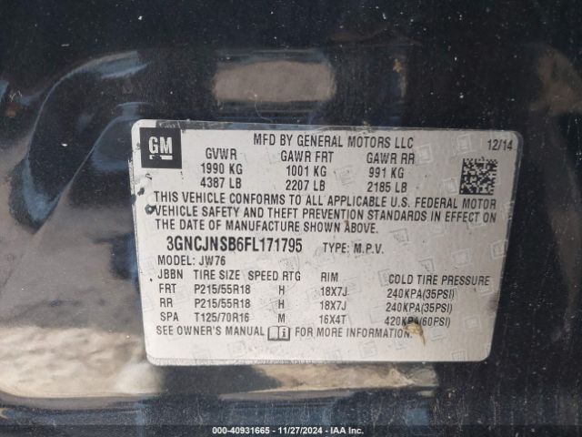 3GNCJNSB6FL171795 Chevrolet TRAX LTZ