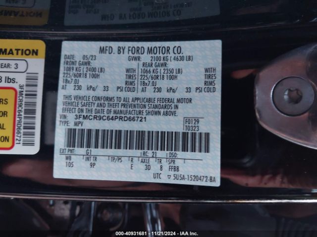3FMCR9C64PRD66721 Ford Bronco Sport Outer Banks