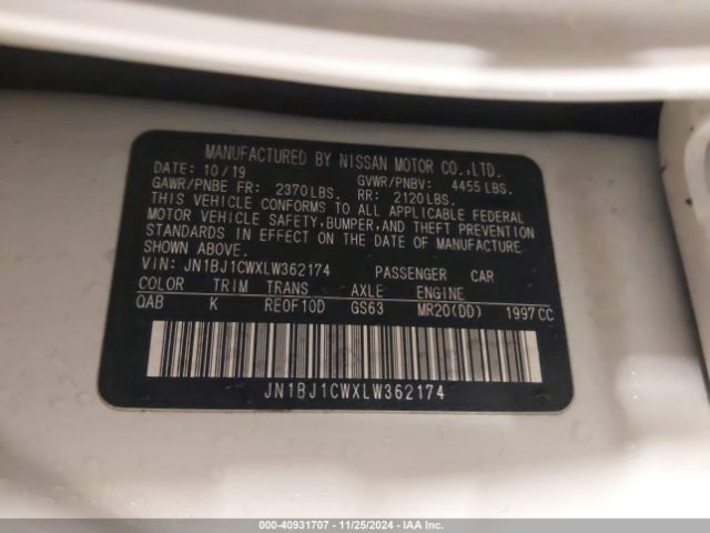 JN1BJ1CWXLW362174 Nissan Rogue Sport Sl Awd Xtronic Cvt