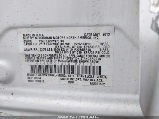 2013 MITSUBISHI OUTLANDER SPORT 4A4AR3AU7DE021121 Photo 8