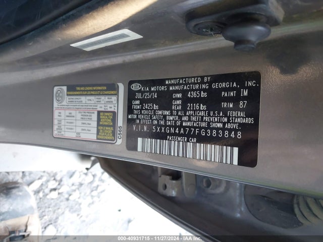 KIA OPTIMA EX 2015 5XXGN4A77FG383848 Image 9