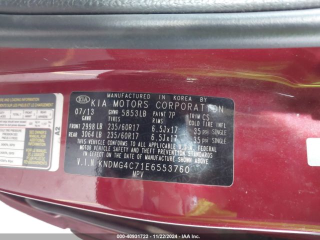 KNDMG4C71E6553760 KIA SEDONA LX