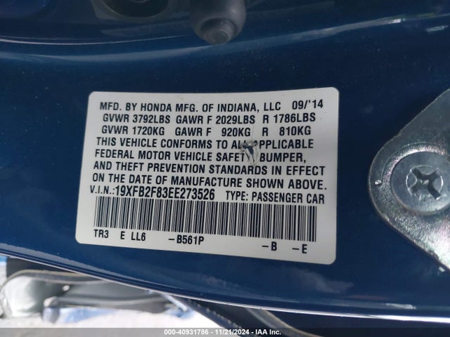 Honda CIVIC EX 2014 19XFB2F83EE273526 Image 9