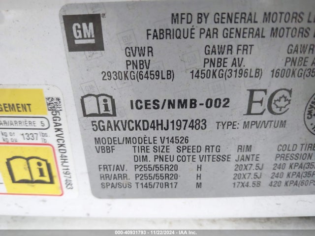 5GAKVCKD4HJ197483 Buick Enclave Premium