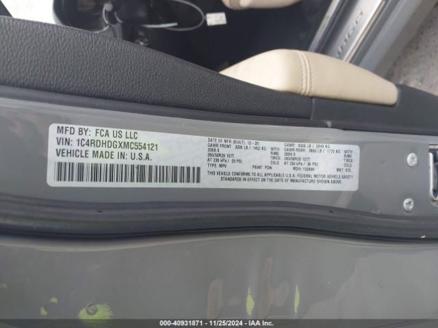 1C4RDHDGXMC554121 Dodge Durango Gt Plus Rwd