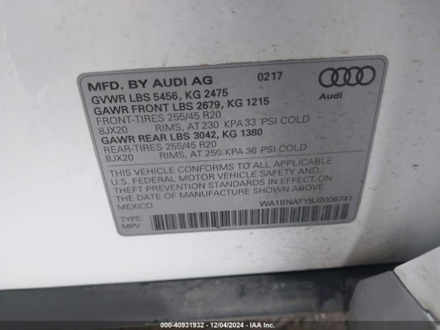 2018 AUDI Q5 WA1BNAFY8J2006741 Photo 8