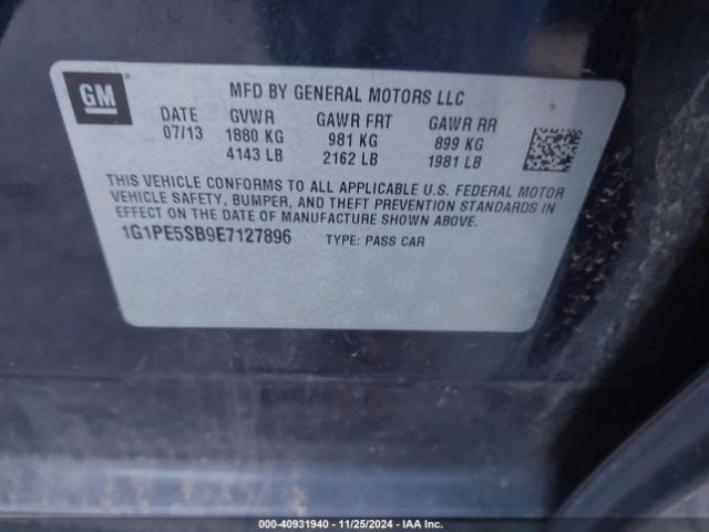 1G1PE5SB9E7127896 Chevrolet Cruze 2lt Auto