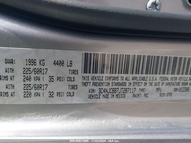 3C4NJCBB7JT287117 Jeep Compass Latitude Fwd