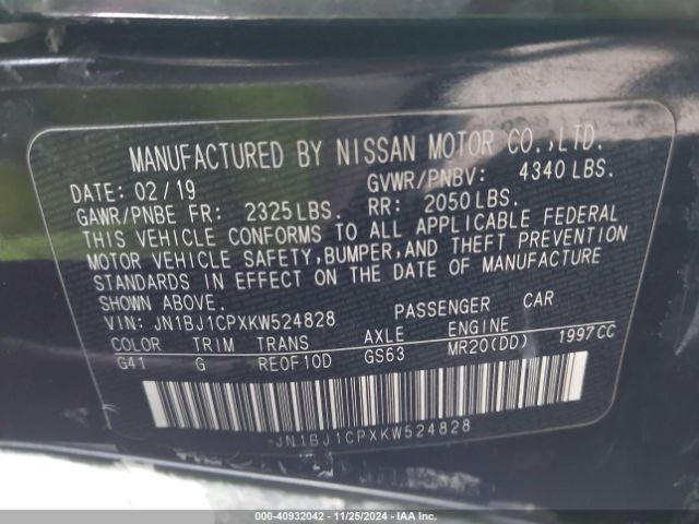 JN1BJ1CPXKW524828 Nissan Rogue Sport S