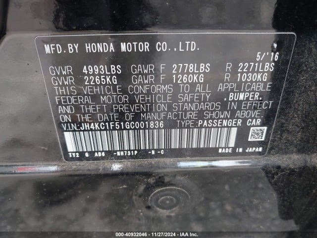 JH4KC1F51GC001836 Acura Rlx Technology Package