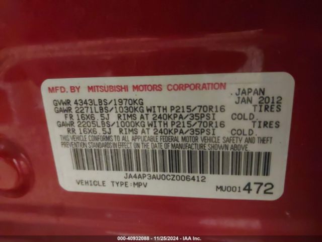 2012 MITSUBISHI OUTLANDER SPORT JA4AP3AU0CZ006412 Photo 8