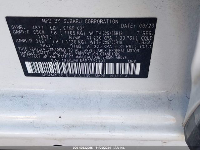4S4GUHL66R3727197 Subaru Crosstrek Limited