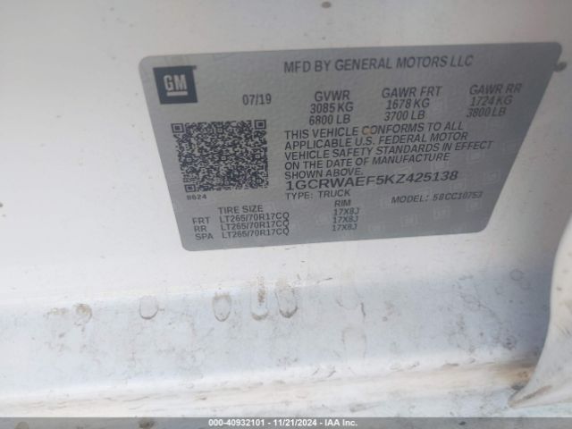 1GCRWAEF5KZ425138 Chevrolet Silverado 1500 Work Truck