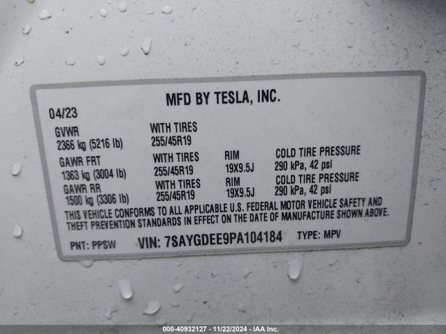 2023 TESLA MODEL Y 7SAYGDEE9PA104184 Photo 8
