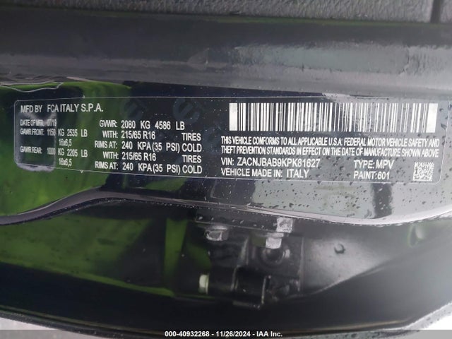 ZACNJBAB9KPK81627 Jeep Renegade Sport 4x4