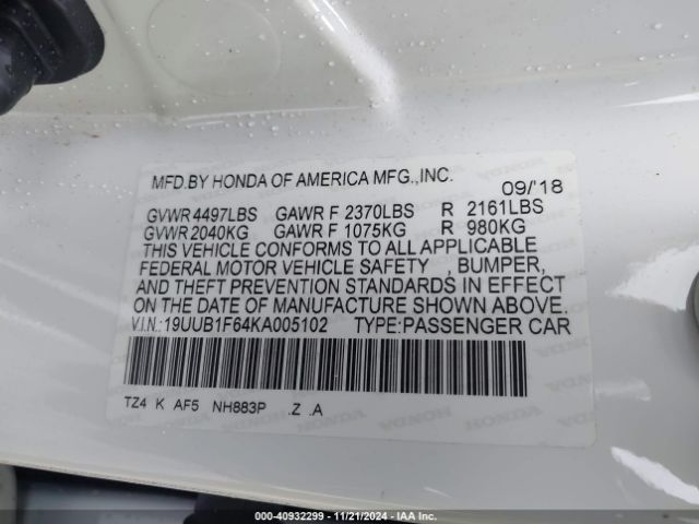 19UUB1F64KA005102 Acura Tlx Tech   A-spec Pkgs